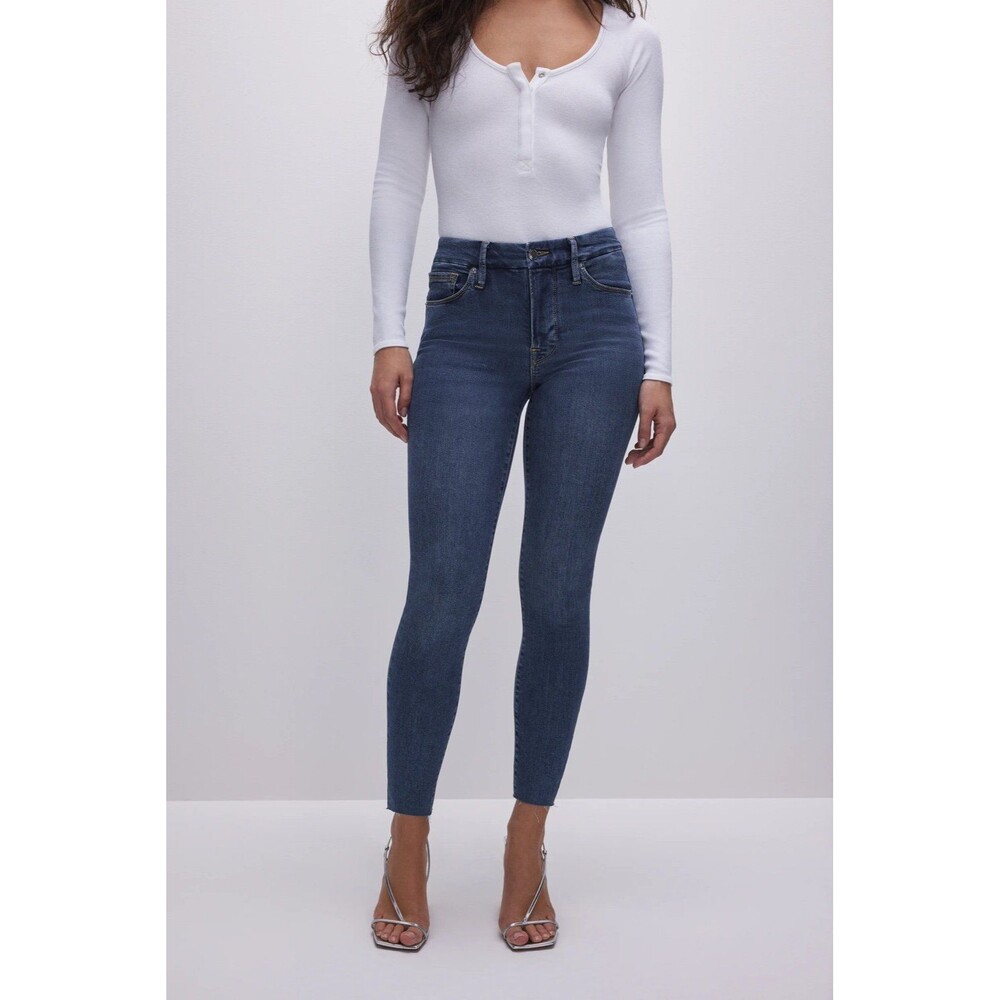 Good American Good Legs Crop Ankle Jeans Dark Wash Blue375 25 0